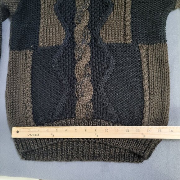 SOLE Men's Small VTG Sweater Brown/Black Pullover Retro Korea Ugly Old Money - Picture 5 of 5